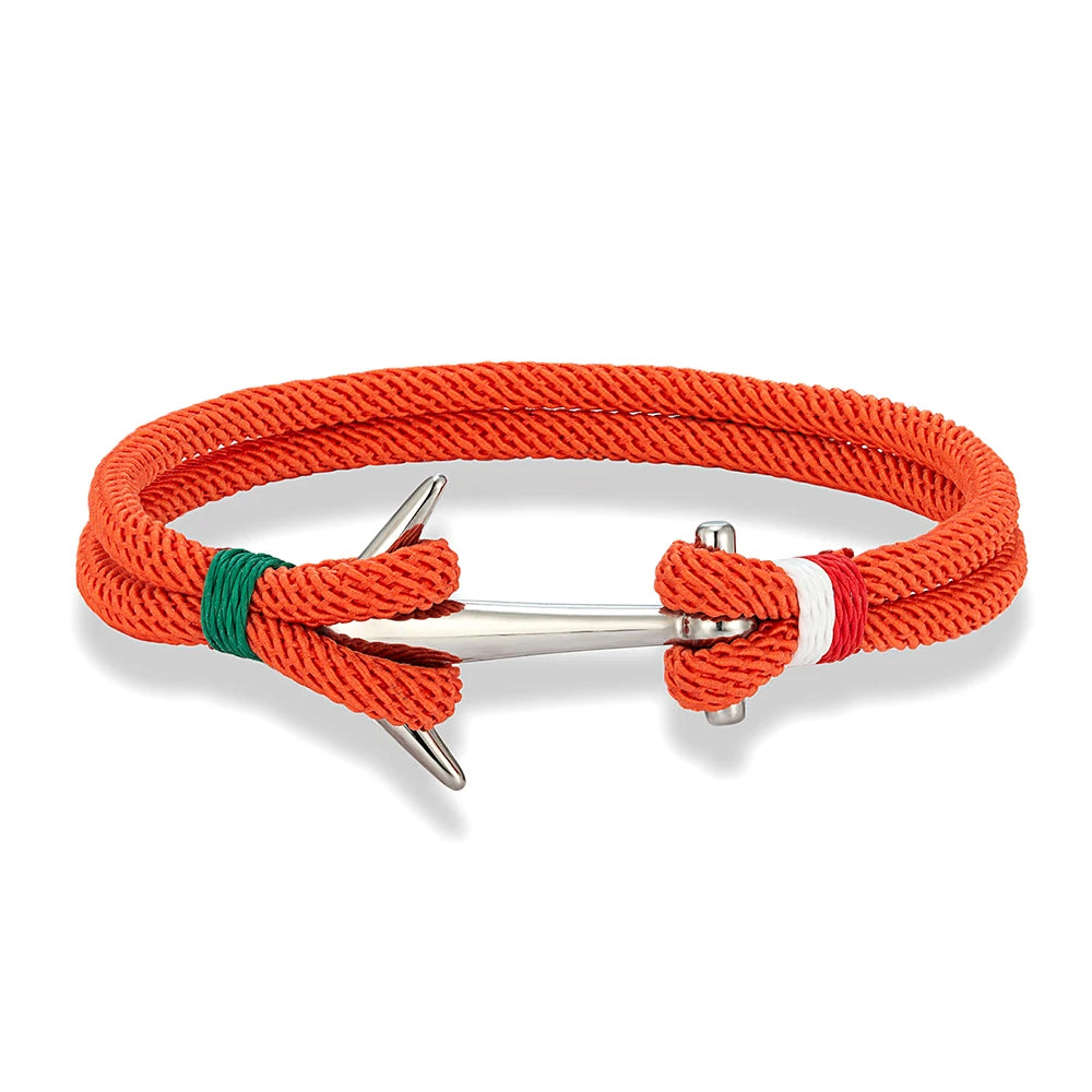 MKENDN Modische Ankerarmbänder für Herren, zweireihig, nautisch, Surfer-Stil, wasserdicht, mit Edelstahl-Sportschließe