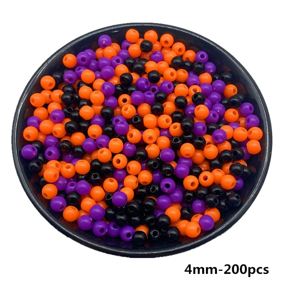 4/6/8/10mm Halloween Color Series Acrylic Round Beads For DIY Necklace Bracelet Earrings Handicraft Pendant Jewelry Making