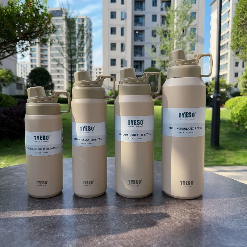 TYESO Insulated Water Bottle Stainless Steel Vacuum Flask for Outdoor Sports Gym Travel Hot/Cold Retention Leak-Proof Portable