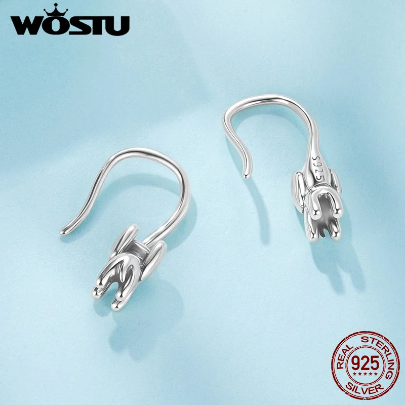WOSTU Solid 925 Sterling Silver Zoo Elephant Dangle Drop Earrings lovely Animal Hook Earring Girl Birthday Party Holiday Gift