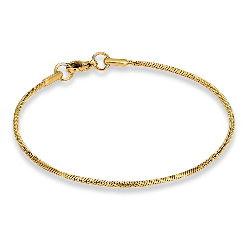 MKENDN Simple Style Mens Bracelet 1mm Thin Silver Snake Bracelet Chain Snake Chain Mens Women Couple Lover Jewelry Gifts