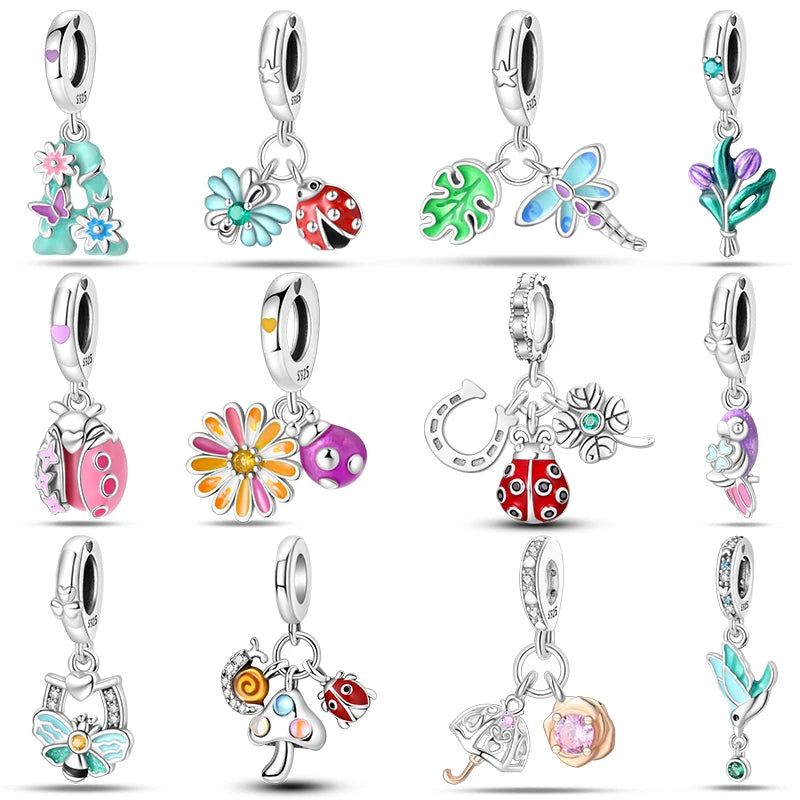 100% 925 Sterling Silver Dragonfly Butterfly Luminous Insect Charms Beads Fit 3mm 925 Original Bracelets DIY Party Jewelry