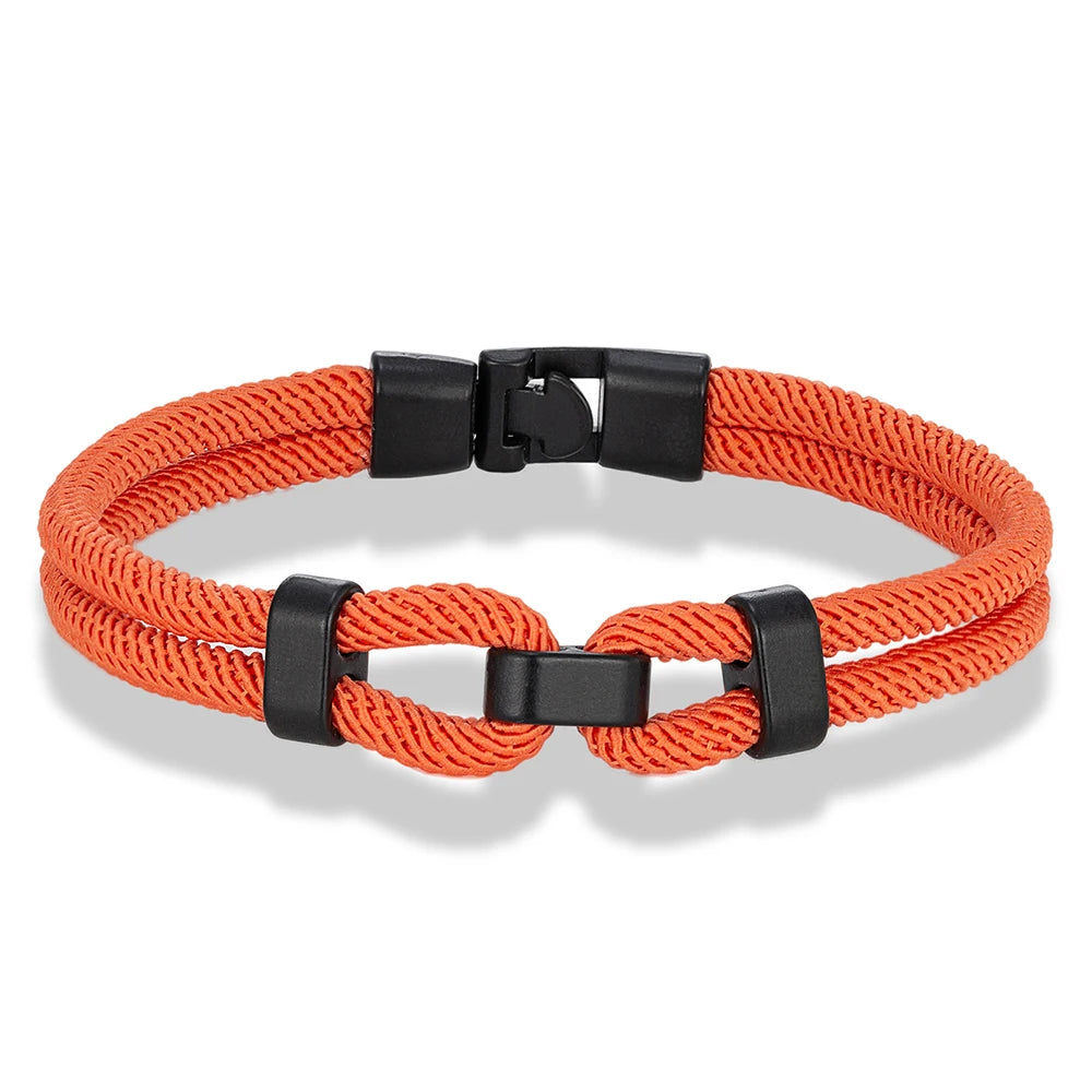 MKENDN Unique Sailing-Inspired Knot Bracelet For Men Black Easy Buckle Rope Bracelet Gifts For Him Nautical Wrap Jewelry Gifts - Madeinsea©