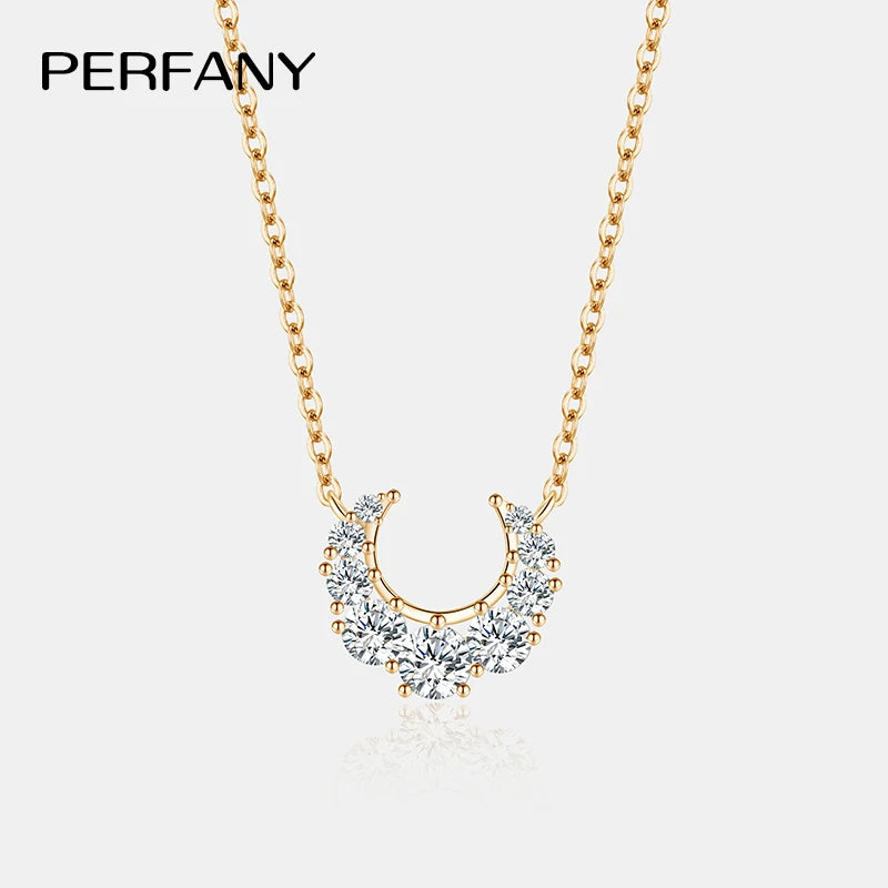 PERFANY 0.66CT Full Moissanite Necklace for Women S925 Pure Silver Moon Design Laboratory Diamond Pendant Fashion Luxury Jewelry - Madeinsea©