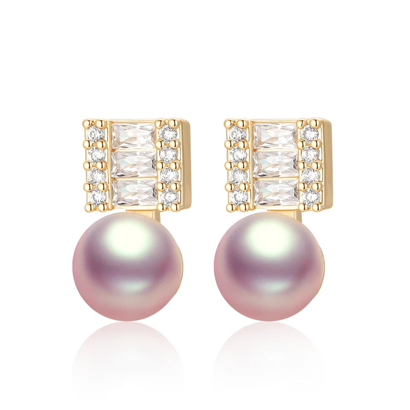 OXTAO Trendy Freshwater Pearl Stud Earrings Daily Wear Jewelry Valentine's Day Girlfriend Birthday Wedding Anniversary Gift