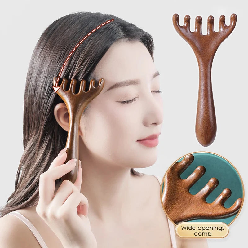 Sandalwood Five Claw Meridian Massage Comb Traditional Chinese Medicine Anti-Hair Loss Head Massage Tool Makeup Essentials