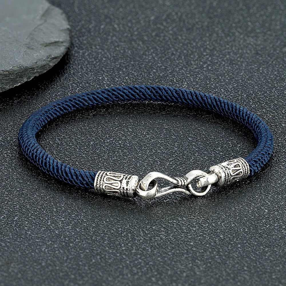 MKENDN 925 Sterling Silver 4mm Braided Rope Bracelet Anklet for Women Men Friendship Bracelet Trendy Jewelry GIfts