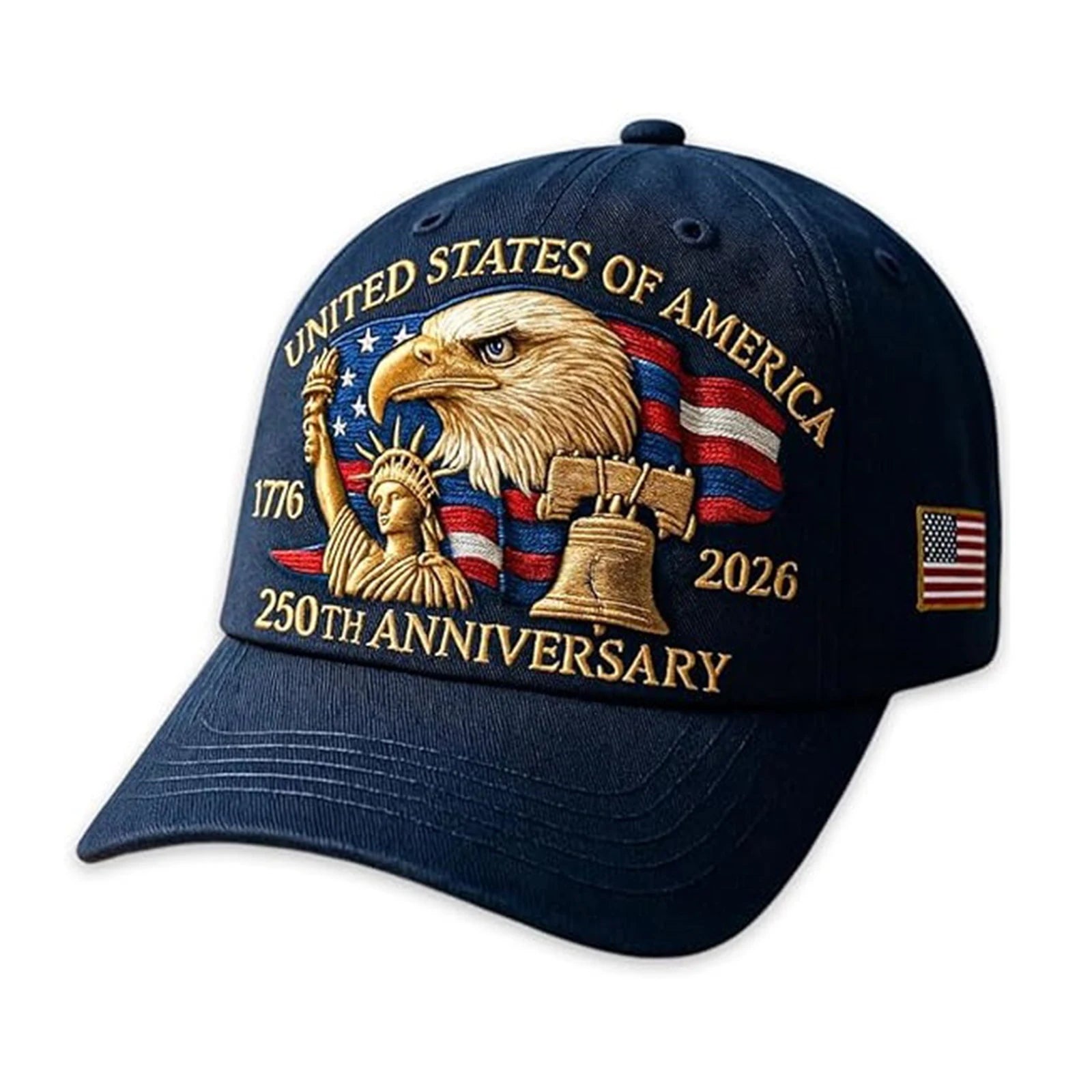United States 250th Anniversary Cap Adjustable Washed Cotton Baseball Cap Vintage Tribute Eagle Printed Patriotic Trucker Hat - Madeinsea©