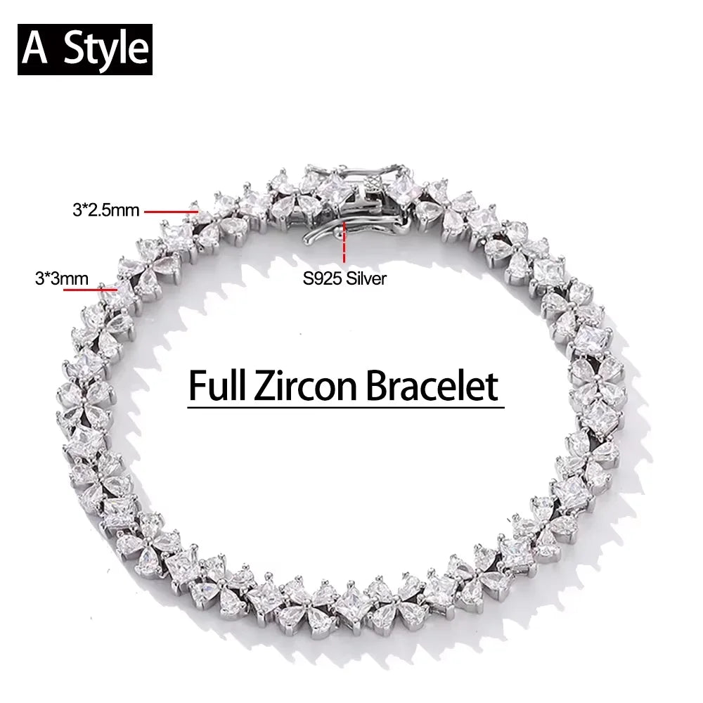 Serenity Sparkling 5A Zircon Tennis Bracelet For Women Men 100%  S925 Sterling Silver High Carbon Diamond Bracelet Fine Jewelry