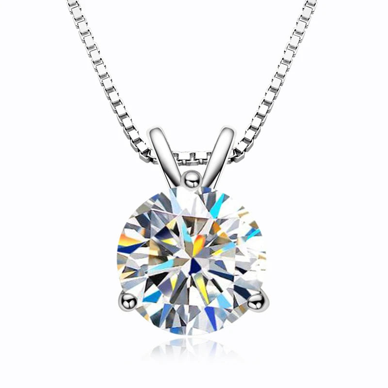 OXTAO Classic 1CT 2CT 3CT Moissanite Pendant Necklace 925 Silver D Color Glittering Diamond Ladies Jewelry Gift Adjustable Chain
