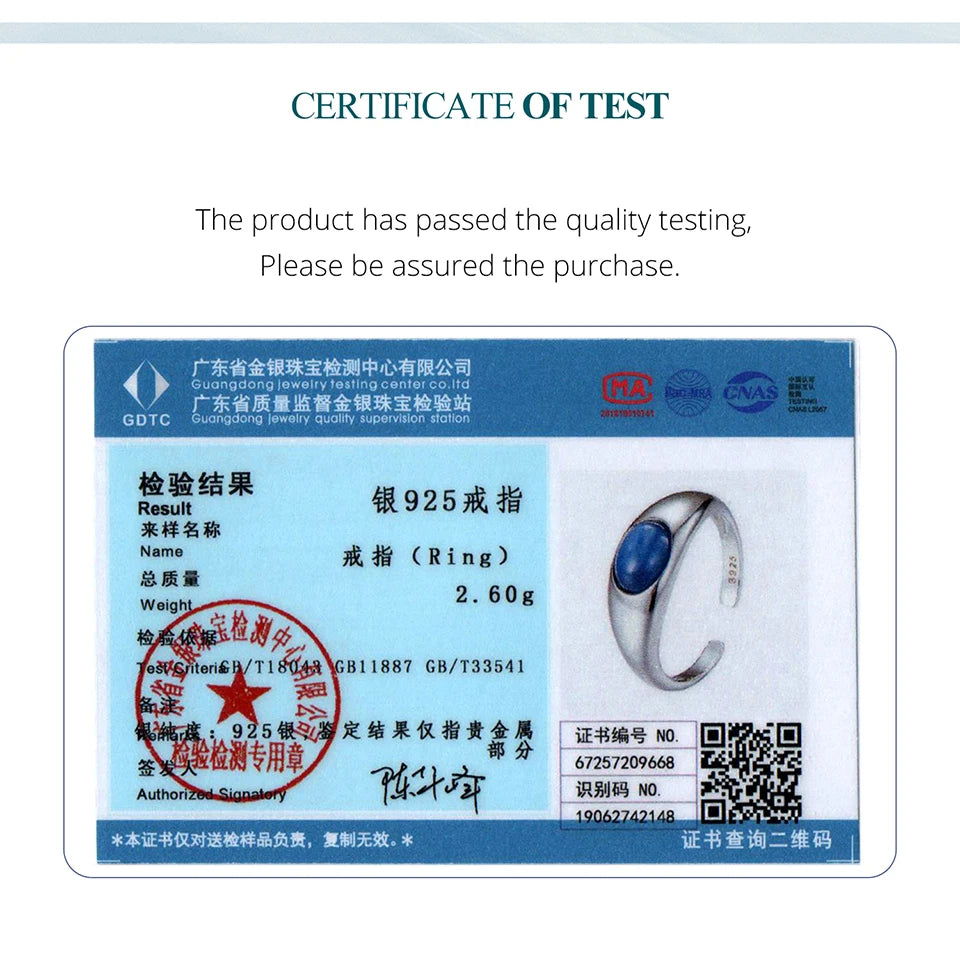 BAMOER 925 Sterling Silver Blue Kyanite Open Ring Chunky Statement Ring for Women Girl Lapis Lazuli Jewelry Minimalist Gift