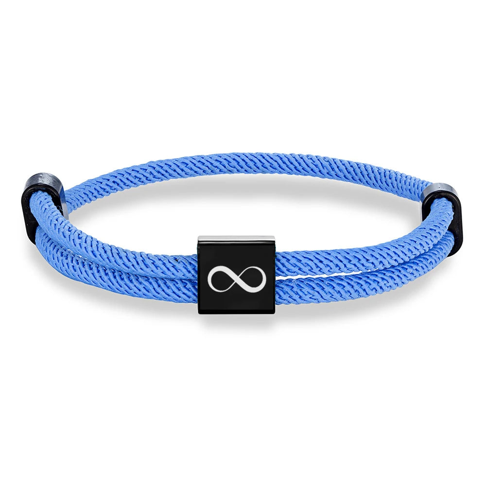 MKENDN Klassisches Infinity-Armband für Herren, verstellbar, nautisches Seilarmband für Damen, schwarzer Edelstahl, Schmuckgeschenk für Paare