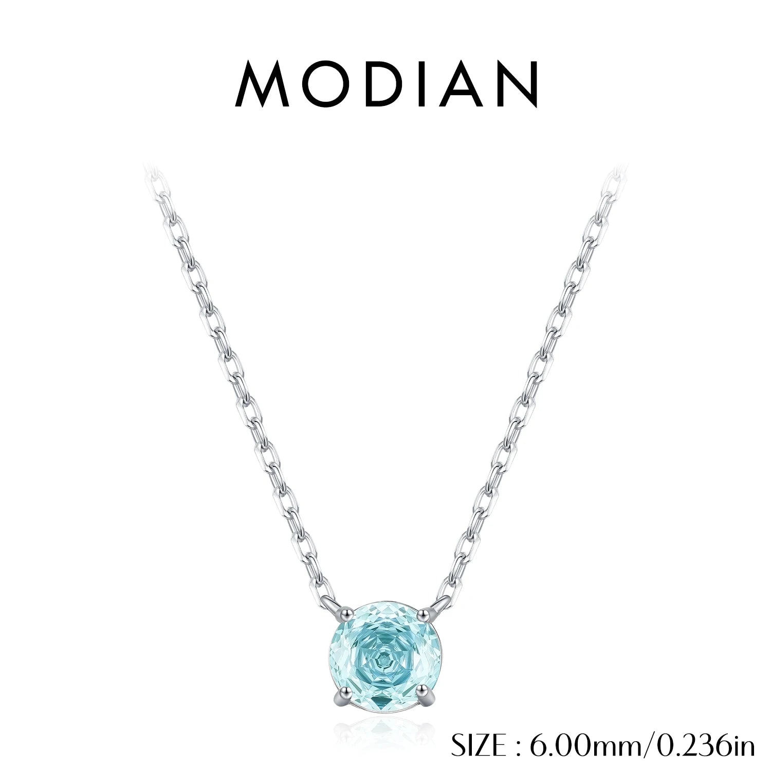 MODIAN 925 Sterling Silver Multi-Color Fashion Round Rose Cut Zirconia Pendant Necklace For Women Vacation Fine Jewelry  ﻿