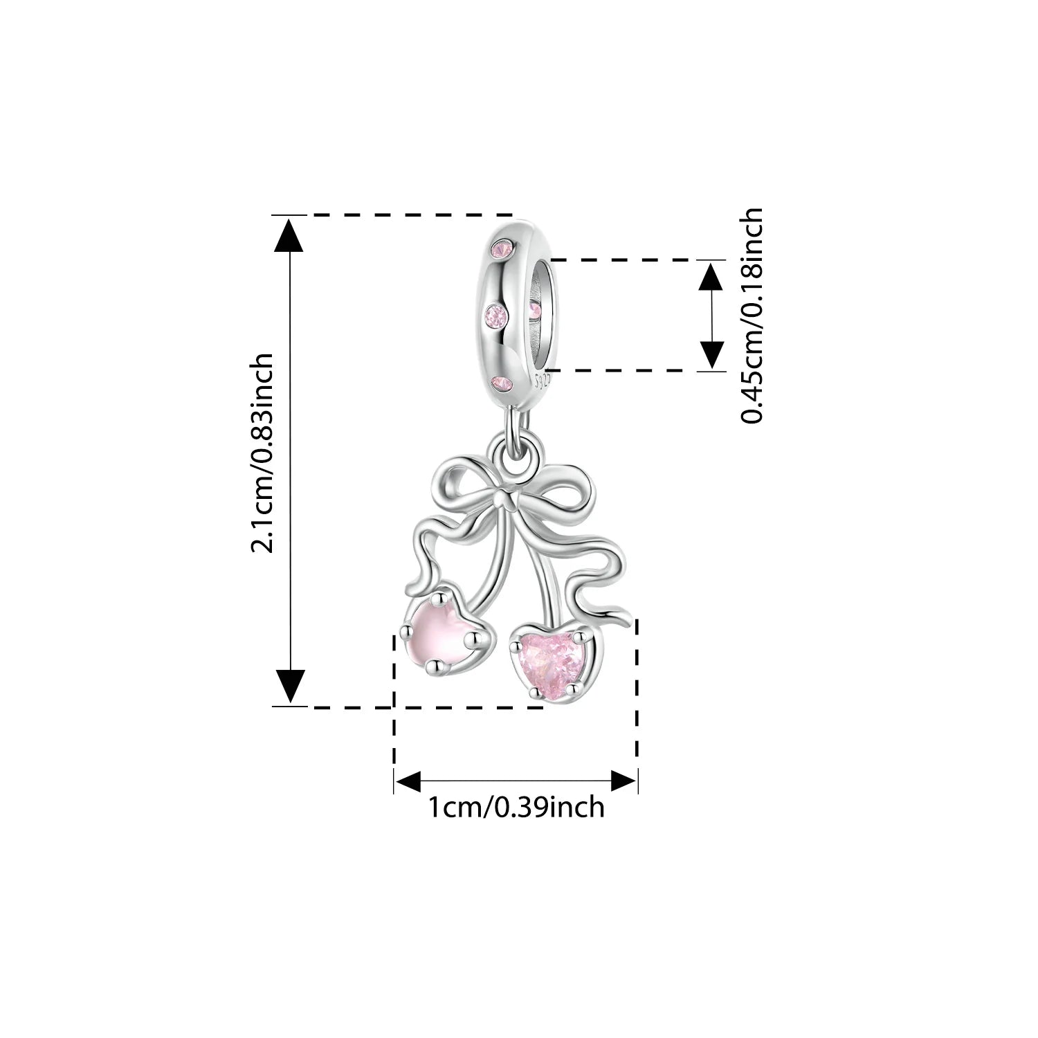 BAMOER 925 Silver Pink Party Series Pendant Transparent Bow Beads for Women Sweet Girl DIY Birthday Gift Jewelry Accessories