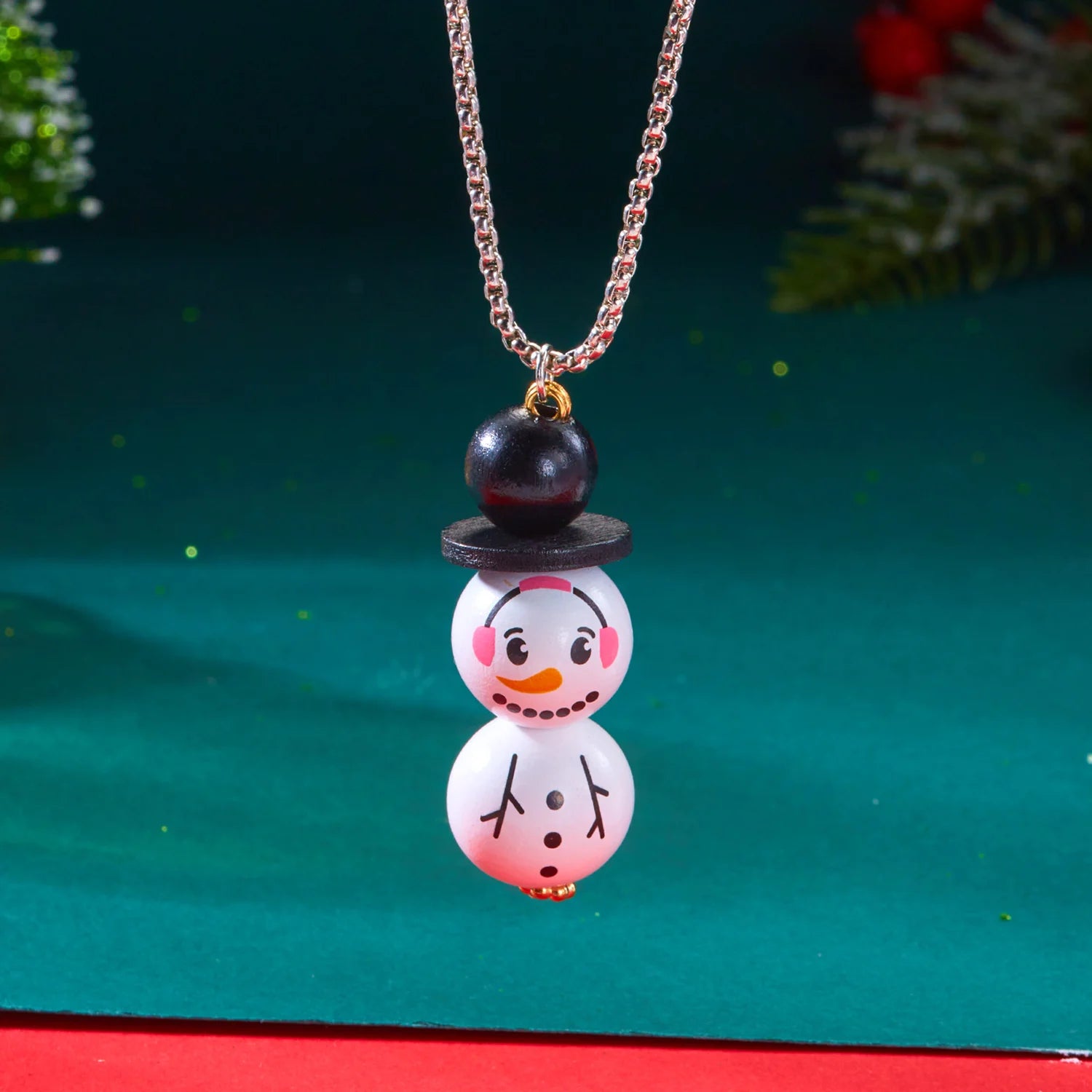 Trendy Christmas Necklace for Women Girls Cartoon Santa Claus Snowman Pendant Long Sweater Chain Choker Party New Year Gifts