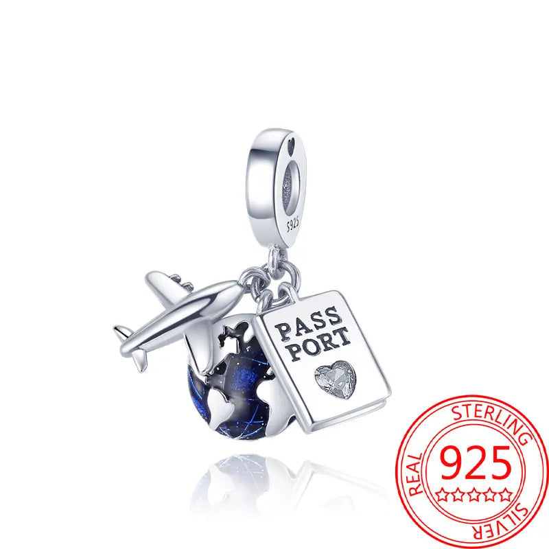 925 Sterling Silver Paris Tower Aircraft Travel Charm Pendant Beads Fit Charm Original Bracelet for Women Jewelry Making