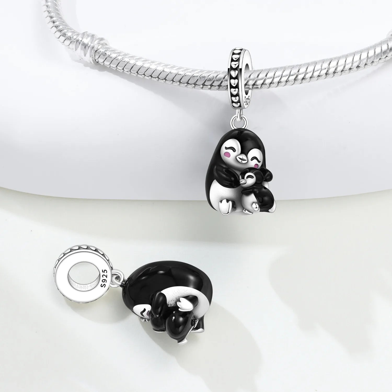 PANPOKI 925 Sterling Silver Cute Penguin Animals Pendant Beads Original Pendants Bracelet Charm Jewelry Party DIY Trendy Gifts