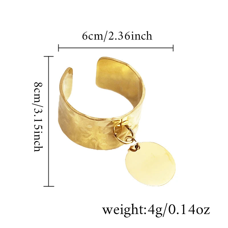 Stainless Steel Chunky Rings For Women Gold Color Waterproof Smooth Round Pendant Finger Ring Unisex Party Aesthetic Jewelry