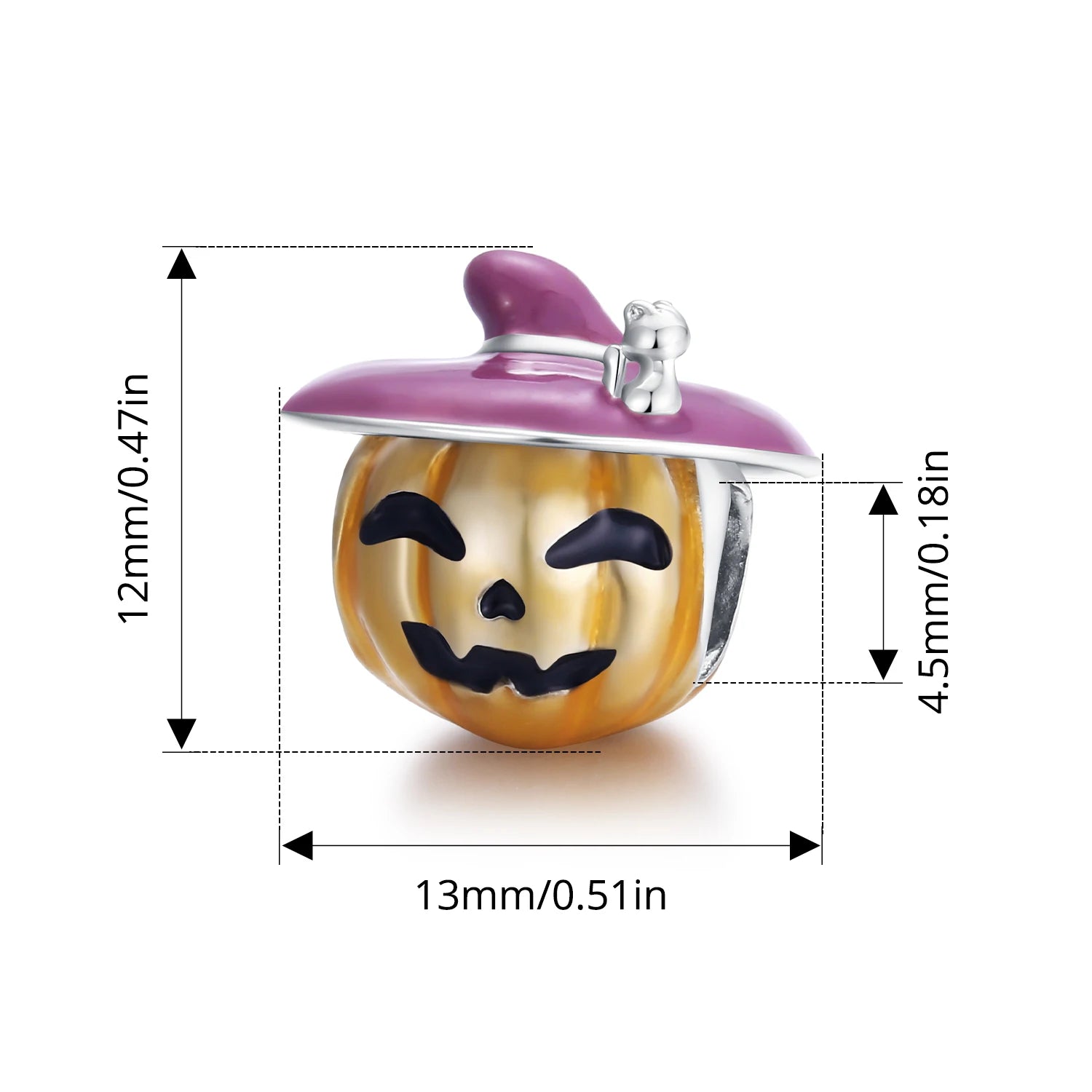 WOSTU 925 Sterling Silver Halloween Charm Skull/Pumpkin/Magic/Ghost Pendant Original Fit for Women  Bracelet DIY Fine Jewelry