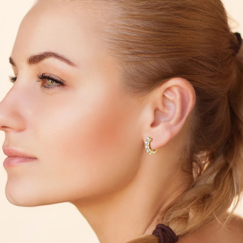 OXTAO Real 925 Silver 3.5mm Moissanite Clip Earrings Female Jewelry Hoop Earring  Sparkling Lab Diamond Wedding Party Jewelry