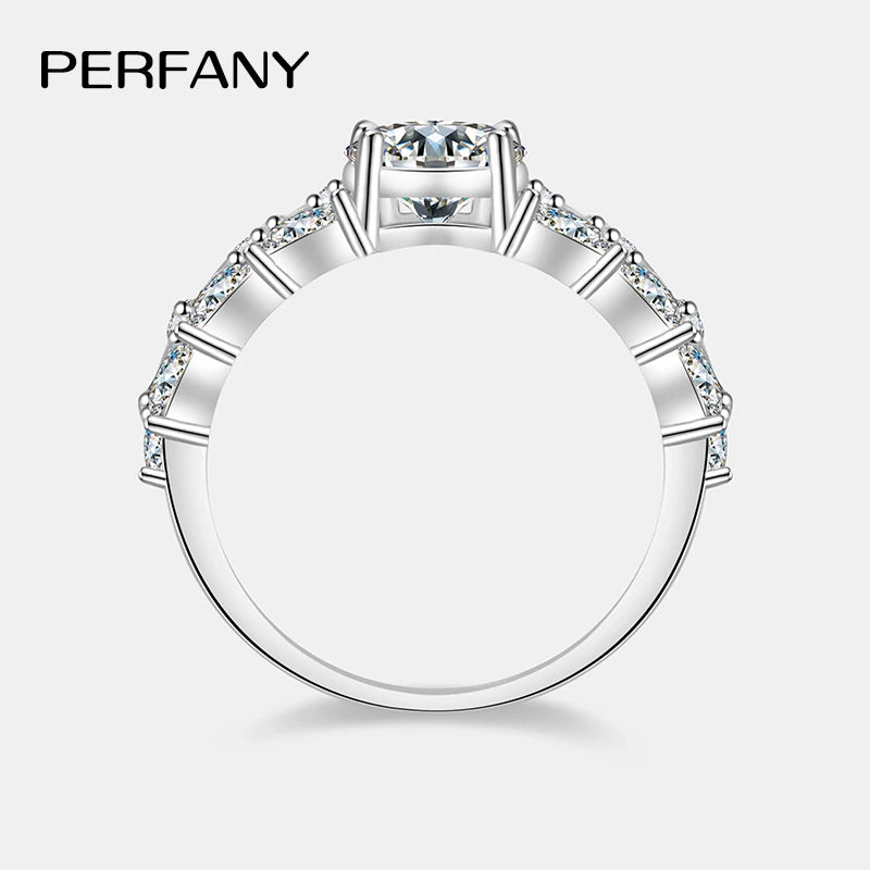 PERFANY 1CT Moissanite Ring for Women S925 Pure Silver Rectangular Chamfered Laboratory Diamond Wedding Band Luxury Jewelry - Madeinsea©