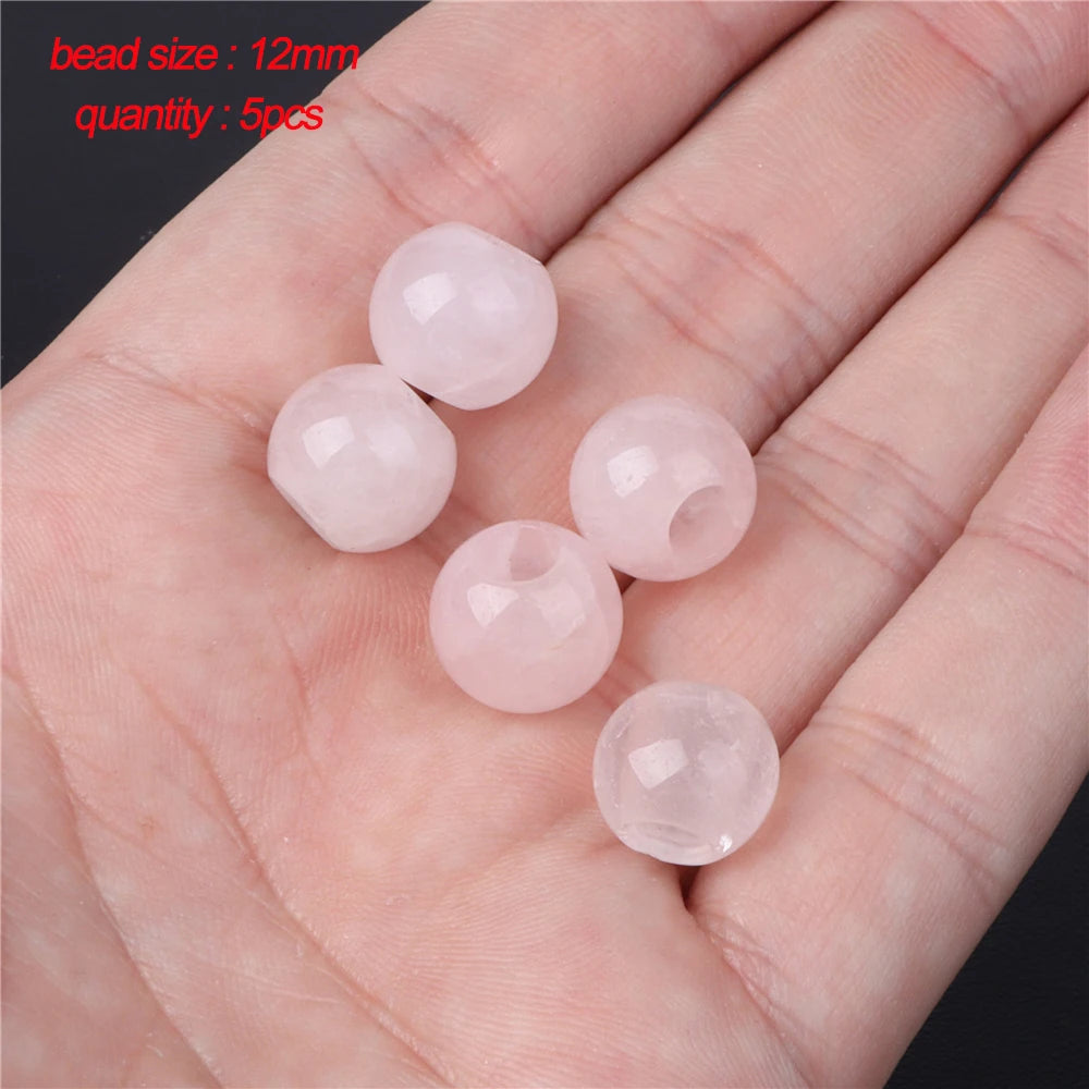 45 Style Natural Rose Quartz Bead Round Tube Crystal Loose Beads For Jewelry Making Handmade Diy Bracelet Necklace Accessories