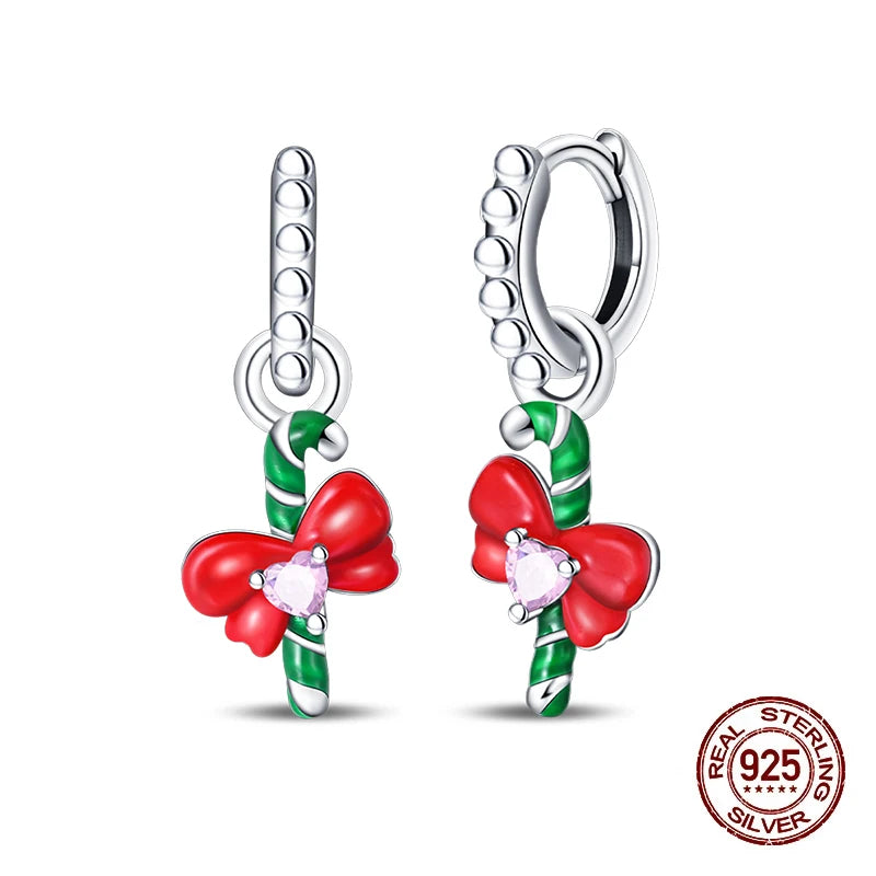 Christmas Series For Womens Earrings 925 Sterling Silver Christmas Bell Flower Apple Earrings Fine Party Wear Jewellery Gift