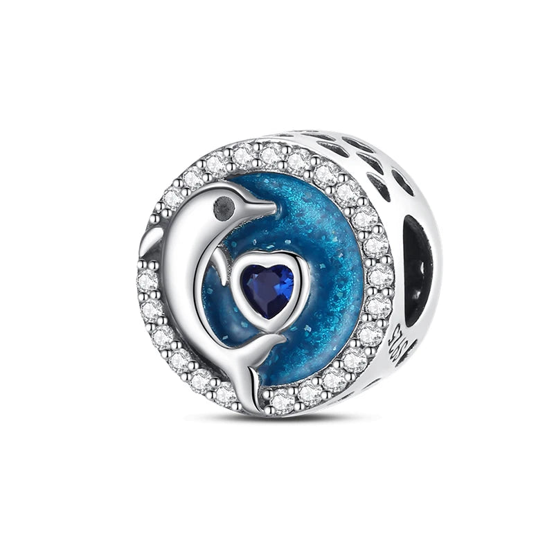 Genuine 925 Silver Evil Eye Blue Zircon Round Lucky Charms Beads Fit Pandach 925 Original Bracelets Fine DIY Birthday Jewelry