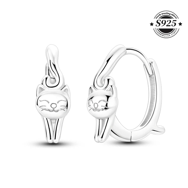 Simple Original 100% 925 Sterling Silver Sparkling Zircon Butterfly Liquid Metal Double Hoop Earrings For Women Wedding Jewelry