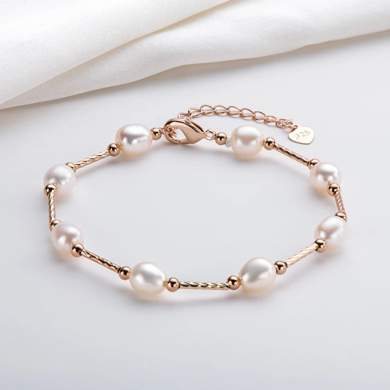 OXTAO Daily Wear Natural Cultured Freshwater Pearl Shell Charm Bracelet 4K Gold Filled Exquisite Birthday Jewelry Gift