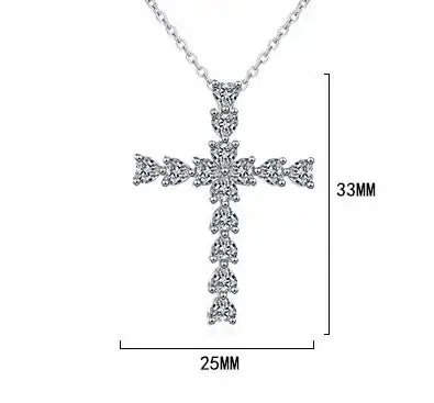 Heart Cut D Color Moissanite Jesus Cross Pendant for Women Men S925 Silver 18k White Gold Plated Necklace Wedding Jewelry Gift