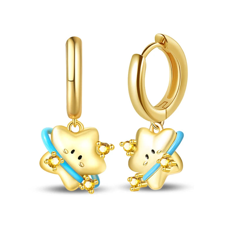 Classic Earrings 925 Silver Stars Moons Pearls Bees Golden Hoop Earrings For Women Engagement Birthday Proluxe Fine Jewelry Gift