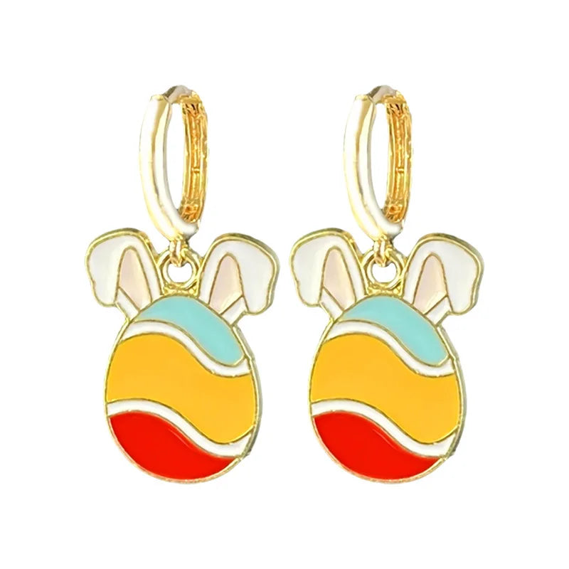 2025 neue Ostern Kaninchen &amp; Ei Legierung Emaille Anhänger Ohrring für Frauen Emaille Ostern Charme Nette Ohrring EAR100036