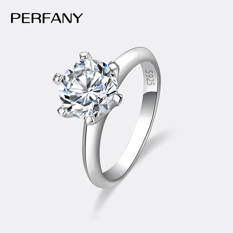 PERFANY 1-5CT Moissanite Ring for Women S925 Pure Silver Classic Six Claw Laboratory Diamond GRA Certified Ring Wedding Jewelry - Madeinsea©