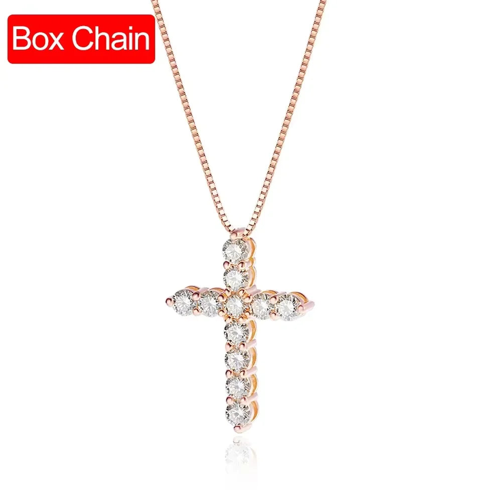 Serenity 3mm 4mm 5mm Black Moissanite Cross Pendant Necklace For Women Men 100% S925 Sterling Silver Jesus Neck Chain Plated 18K - Madeinsea©