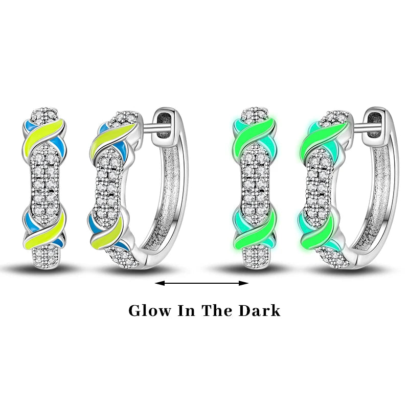 Earrings 925 Silver Colorful Cute Cat Claw Heart Shaped Rhomboid Luminous Dopamine Earrings For Women Fashion Party Jewelry Gift