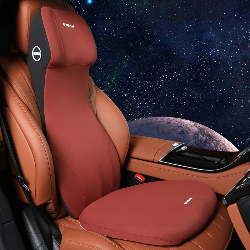 Car Leather Headrest Lumbar Support Memory Foam Car Rest Neck Pillow Back Cushion Seat Waist Supports Car Interior Accessories - Madeinsea©