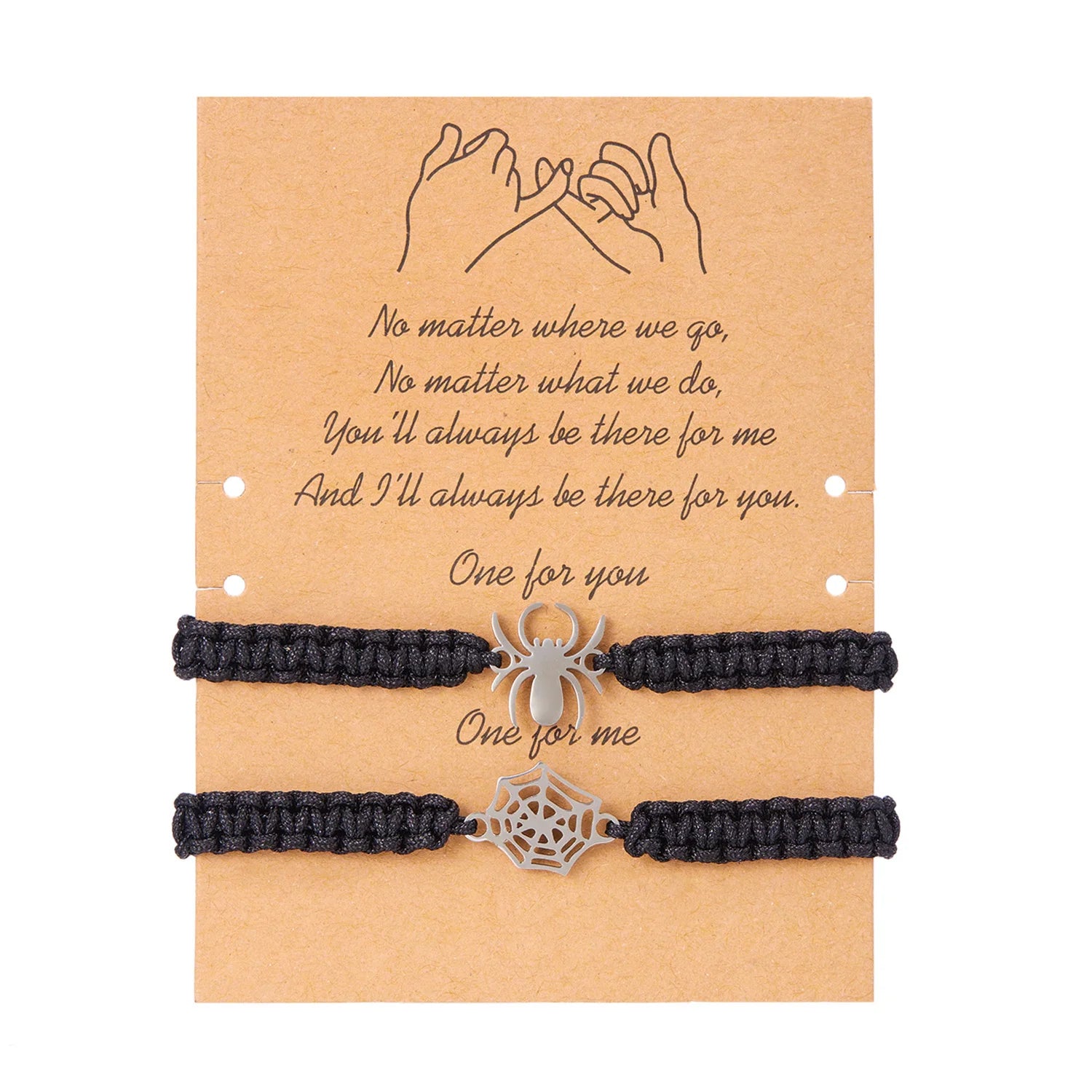 2pcs/Set Romantic Spider Web Couple Bracelet For Women Men Handmade Braided Rope Wish Card Halloween Friendship Jewelry Gifts