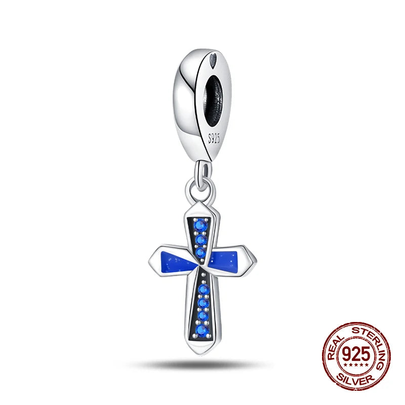 Classic 100% 925 Sterling Silver Daemon Angel Cross Evil Eye Charms Beads Fit 3mm 925 Original Bracelets DIY Party Jewelry