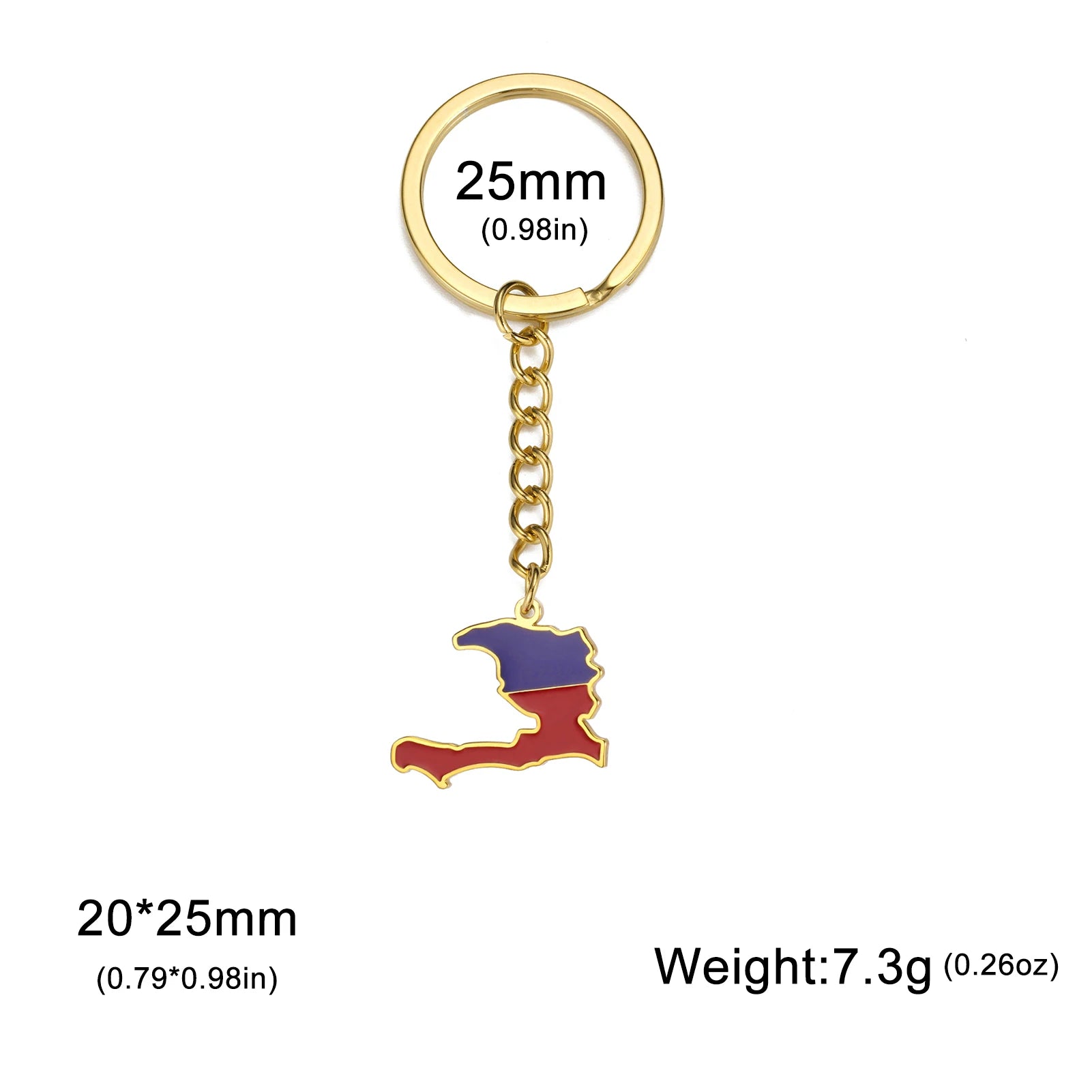 Dreamtimes France Poland Mexico Map Pendant Keychain for Women Men Stainless Steel Key Ring Qatar Ghana Syria Haiti Jewelry