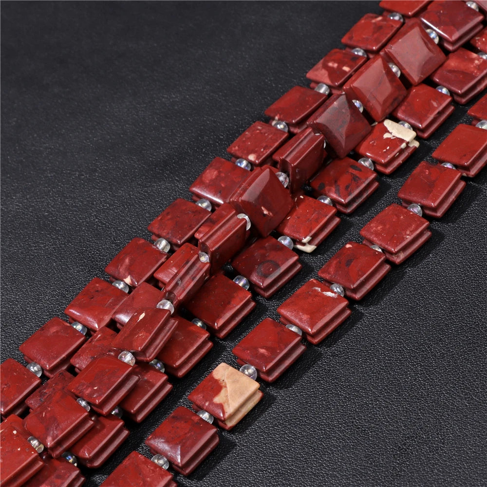 High Quality Gems Stone Bead Natural Cube Flat Square Loose Spacer Beads For Jewelry Making Bracelet Necklace DIY Crafts 10MM