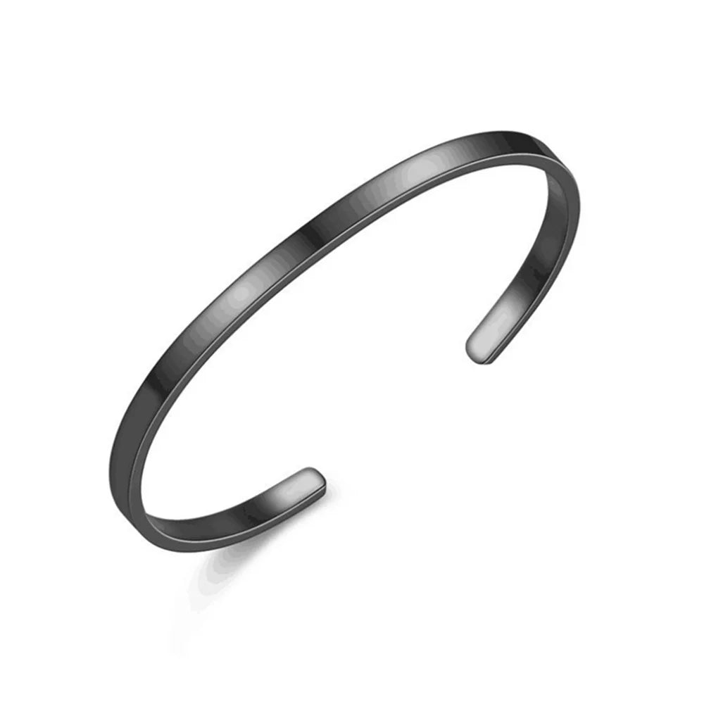 4MM Stainless Steel Gold Color Men Cuff Bracelet Simple Opening Adjustable Bracelet Bracelet For Women Hip Hop Jewelry