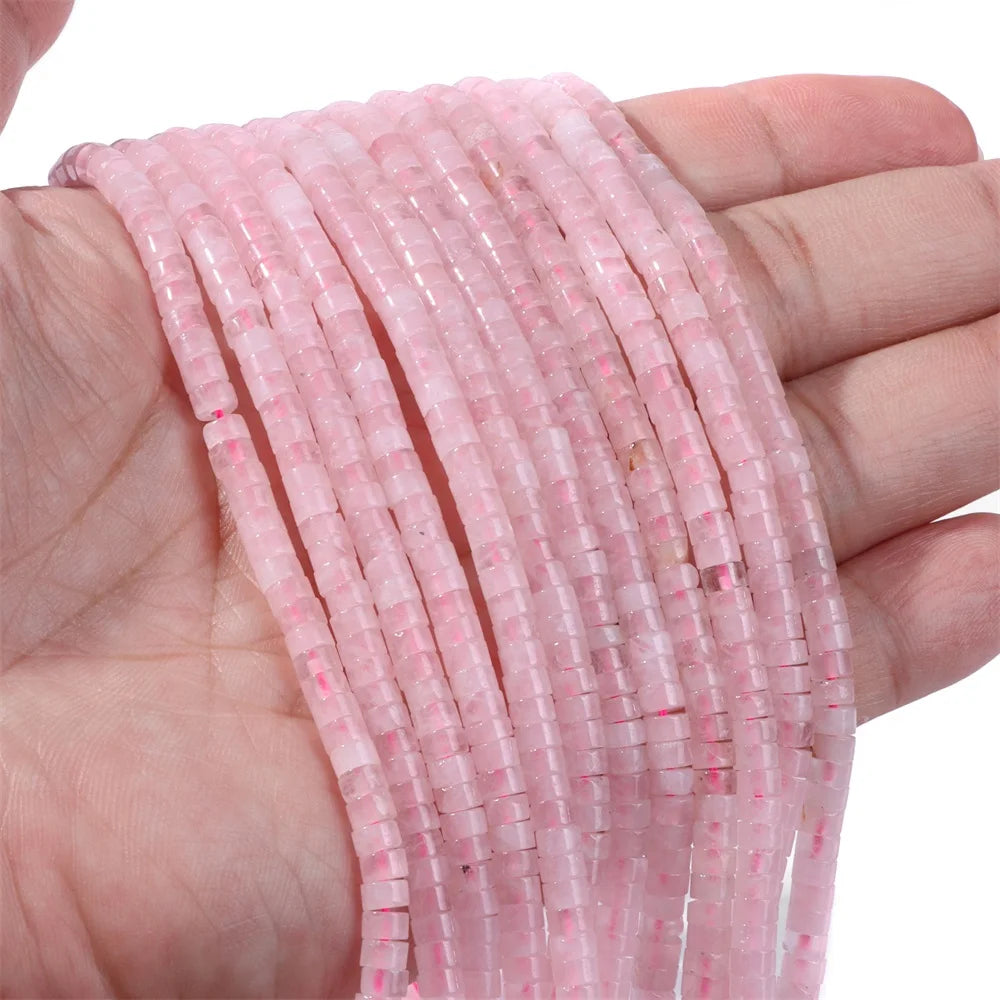 New Arrival Pink Stone Bead Natural Rose Quartzs Jades Jaspers Rondelle Shape Loose Beads For Jewelry Making  Accessories 2x4mm