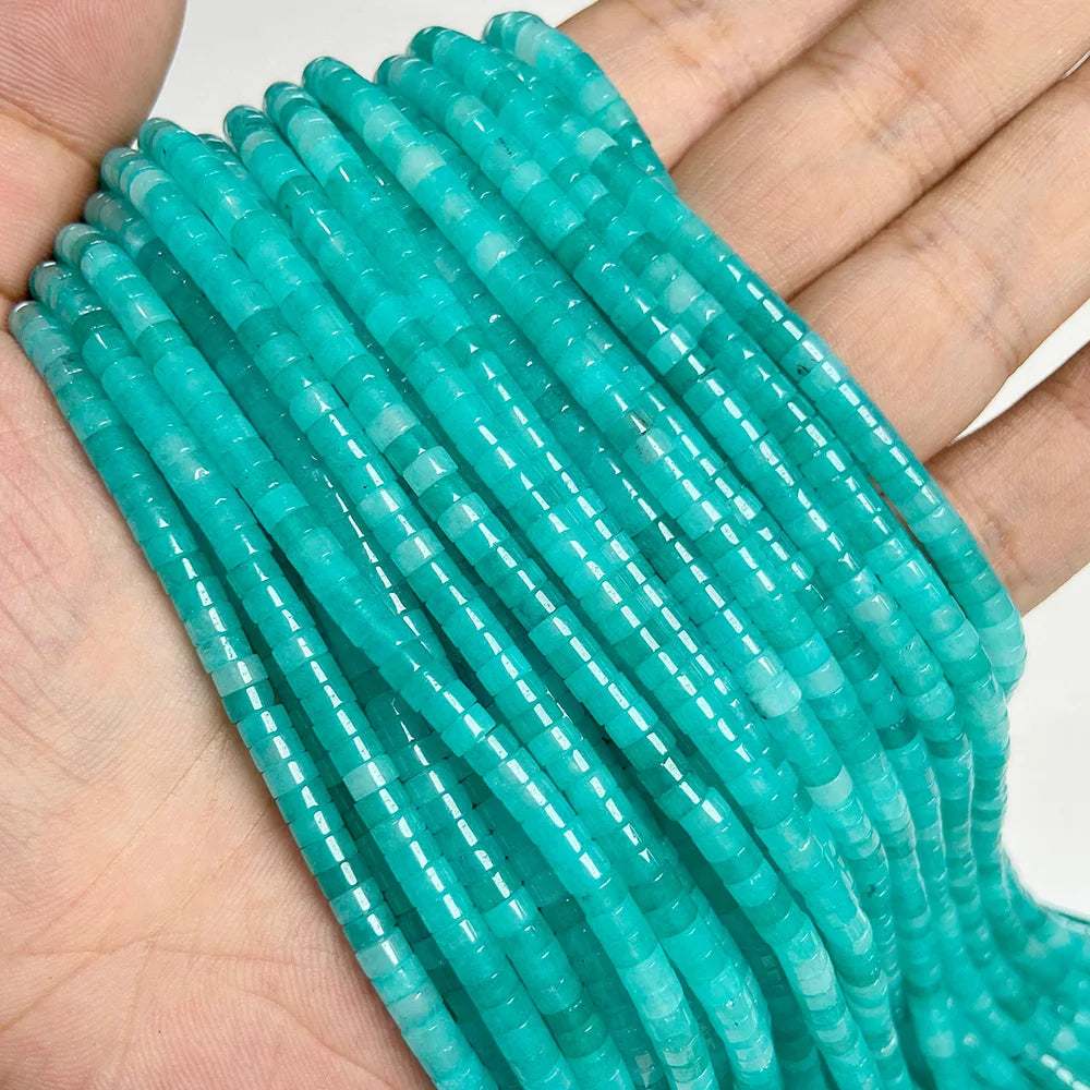 2x4mm Blue Flat Round Stone Bead Imperial Agates Jades Rondelle Loose Beads For Jewelry Making DIY Bracelets Necklace Handmade