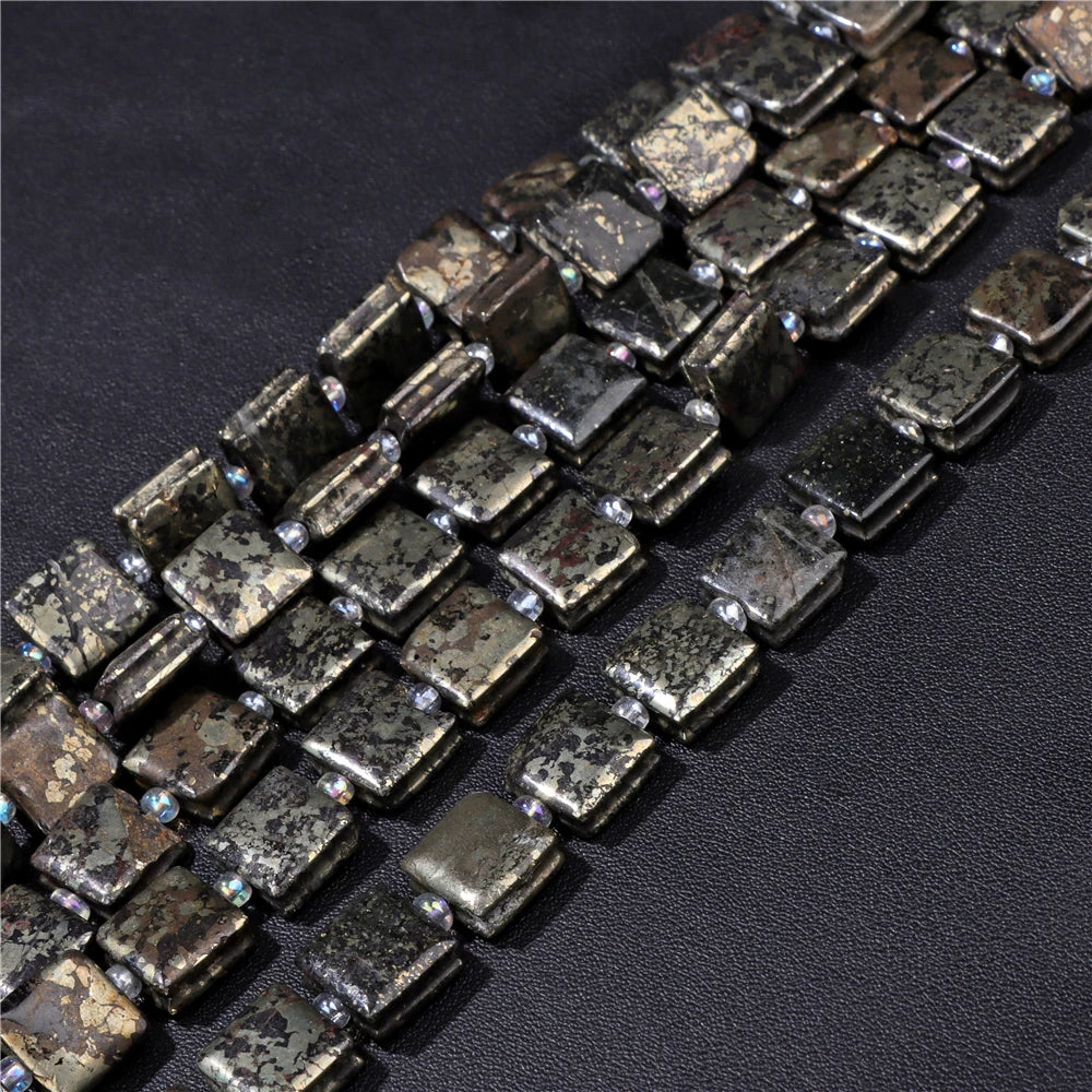 High Quality Gems Stone Bead Natural Cube Flat Square Loose Spacer Beads For Jewelry Making Bracelet Necklace DIY Crafts 10MM