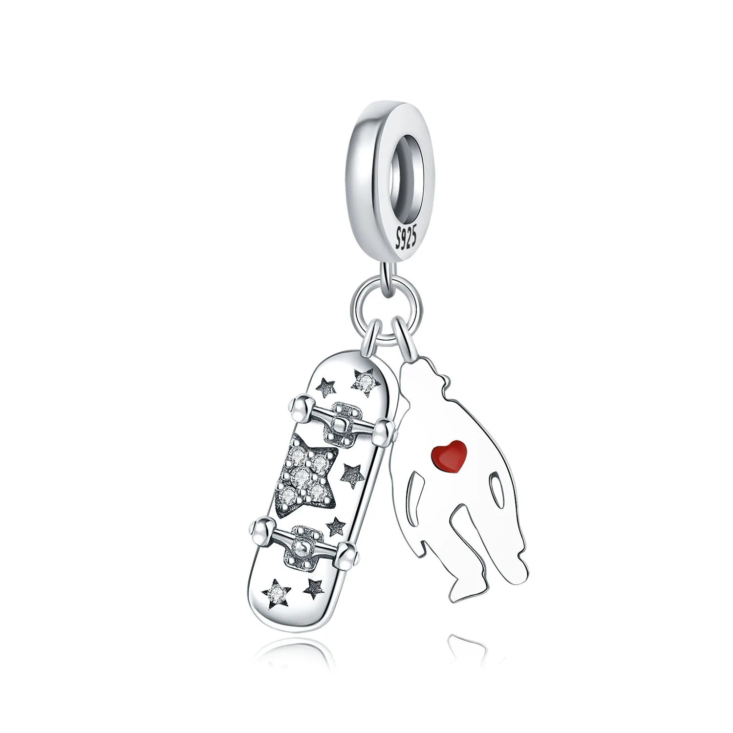 PANPOKI 925 Sterling Silver Surfboard Coconut Tree Pendant Charms Beads Fit Bracelet DIY Party Trendy Gift Jewelry Accessory