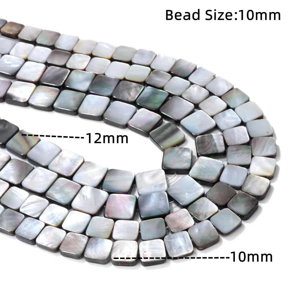 High Quality Natural Shell Beads Grey Mother of Pearl Heart Square Round Spacer Beads For Jewelry Making DIY Bracelet Handmade