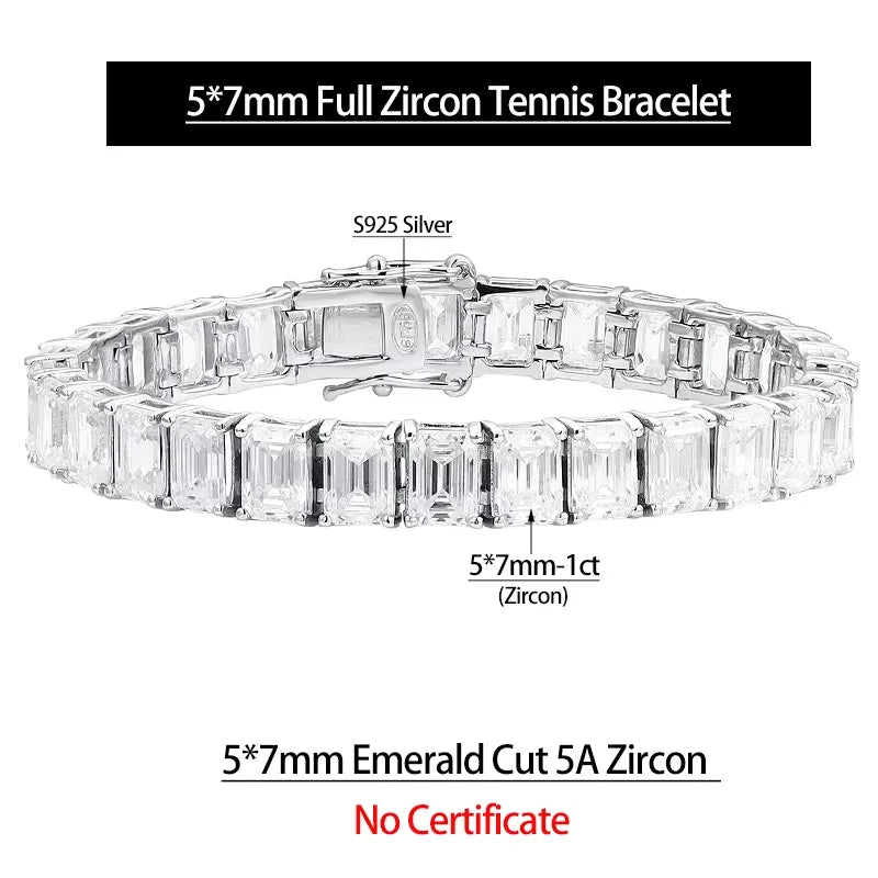 Serenity 1ct Emerald Cut D Color Moissanite Tennis Bracelet for Women Men 100% 925 Sterling Silver Plated 18K Hand Chain Jewelry - Madeinsea©