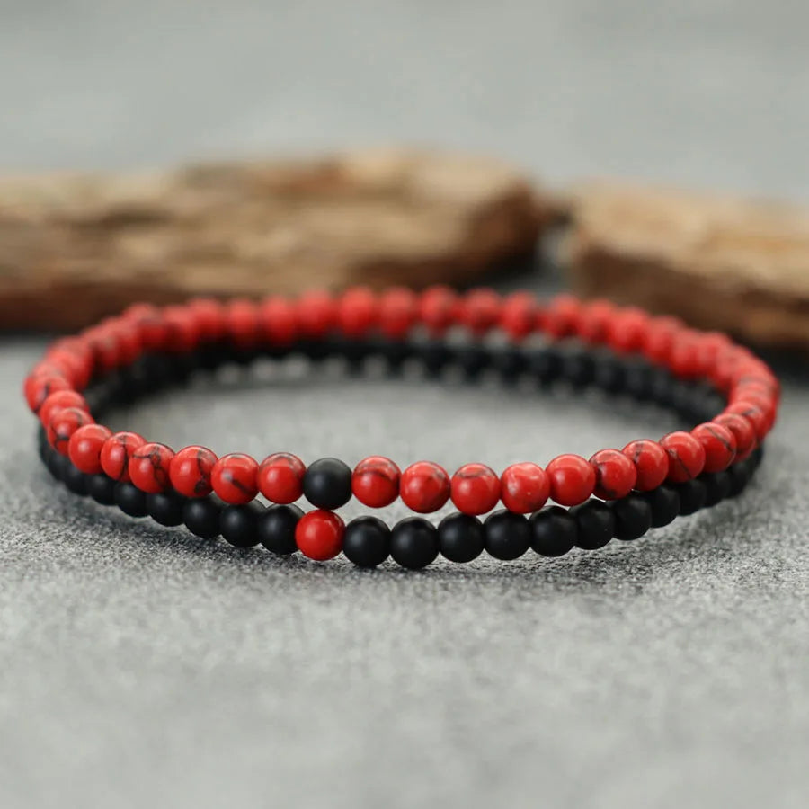 Neues 2-teiliges Armbandset mit 4 mm Perlen für Herren, Tigeraugen-Türkis-Paar, Heilarmband, handgefertigt, lässiges Accessoire für Herren