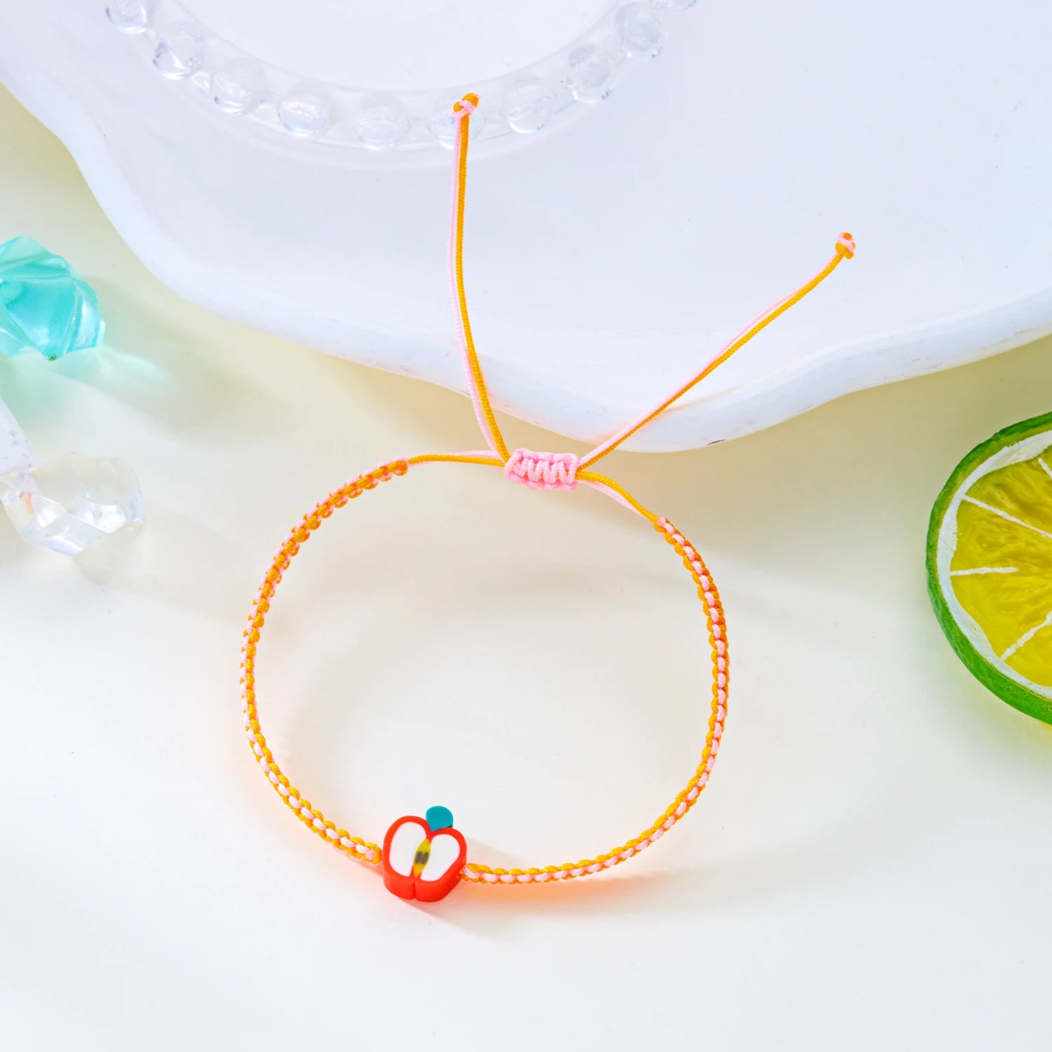 Bohemian Summer Fruit Bracelet For Women Girls Watermelon Lemon Strawberry Handwoven Adjustable Bangles Friendship Jewelry Gifts